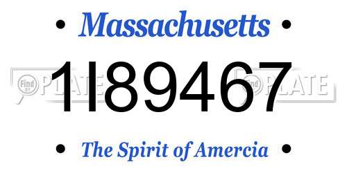 1I89467 Massachusetts License Plate
