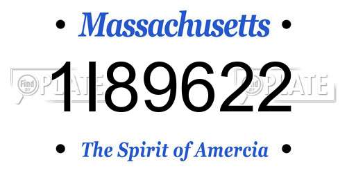 1I89622 Massachusetts License Plate