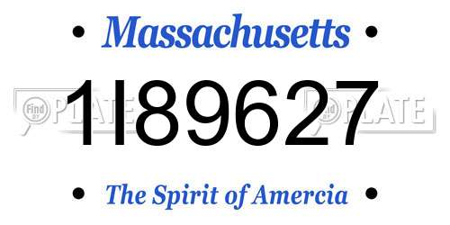 1I89627 Massachusetts License Plate