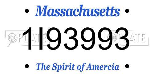 1I93993 Massachusetts License Plate