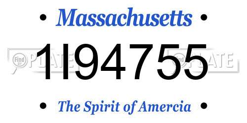 1I94755 Massachusetts License Plate