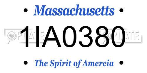1IA0380 Massachusetts License Plate