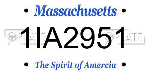 1IA2951 Massachusetts License Plate