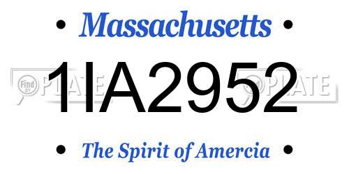 1IA2952 Massachusetts License Plate