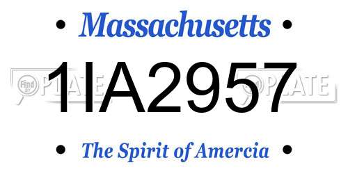 1IA2957 Massachusetts License Plate