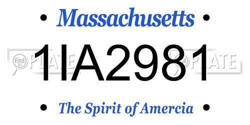 1IA2981 Massachusetts License Plate