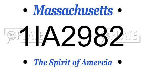 1IA2982 Massachusetts License Plate
