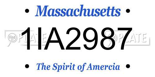 1IA2987 Massachusetts License Plate