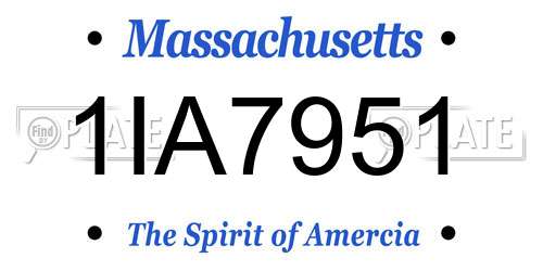 1IA7951 Massachusetts License Plate