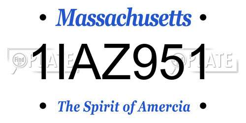 1IAZ951 Massachusetts License Plate