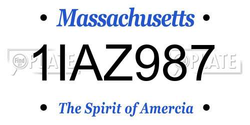 1IAZ987 Massachusetts License Plate