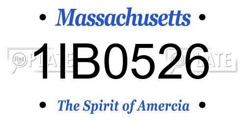 1IB0526 Massachusetts License Plate