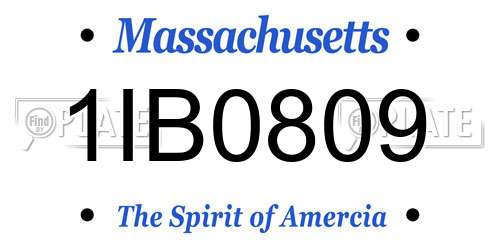 1IB0809 Massachusetts License Plate