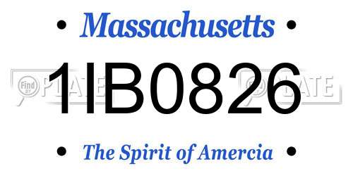1IB0826 Massachusetts License Plate