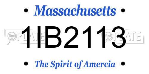 1IB2113 Massachusetts License Plate
