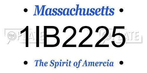 1IB2225 Massachusetts License Plate