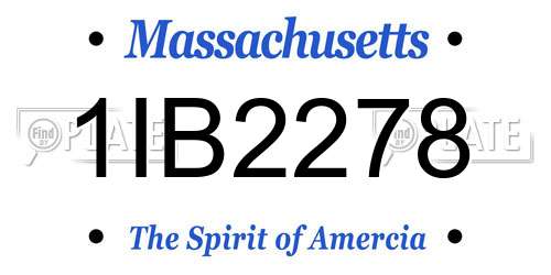 1IB2278 Massachusetts License Plate
