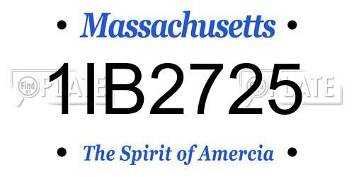 1IB2725 Massachusetts License Plate