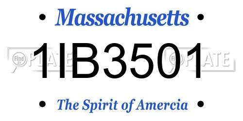 1IB3501 Massachusetts License Plate