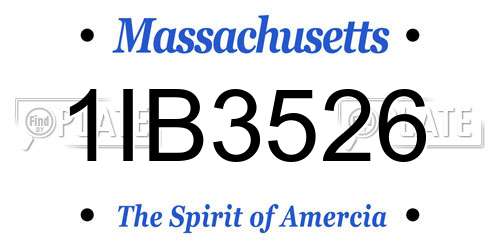 1IB3526 Massachusetts License Plate