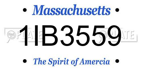 1IB3559 Massachusetts License Plate