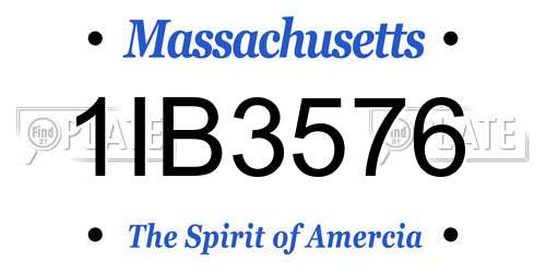 1IB3576 Massachusetts License Plate