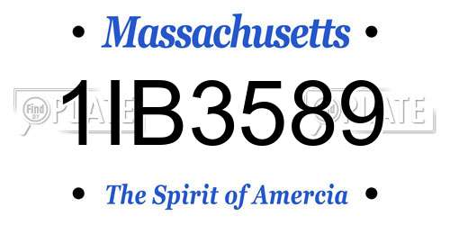 1IB3589 Massachusetts License Plate