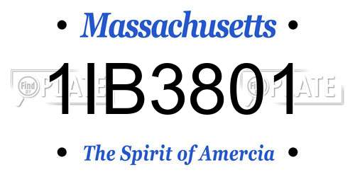 1IB3801 Massachusetts License Plate