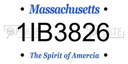1IB3826 Massachusetts License Plate