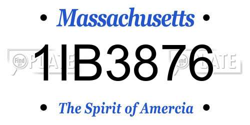 1IB3876 Massachusetts License Plate