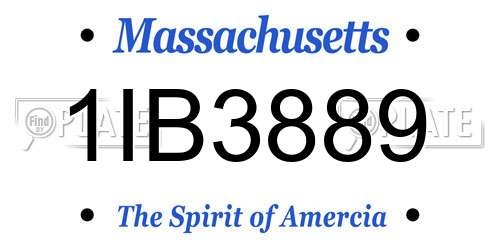 1IB3889 Massachusetts License Plate