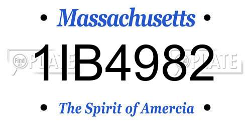 1IB4982 Massachusetts License Plate
