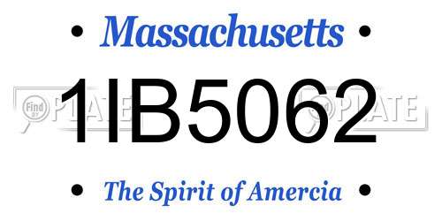 1IB5062 Massachusetts License Plate