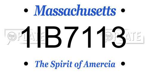 1IB7113 Massachusetts License Plate