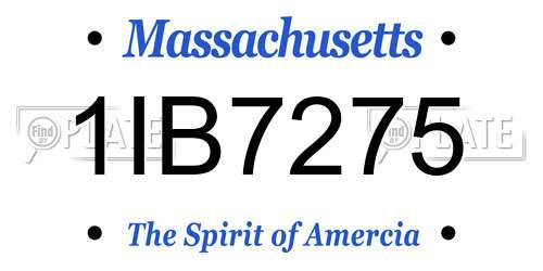 1IB7275 Massachusetts License Plate