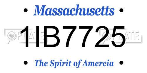 1IB7725 Massachusetts License Plate