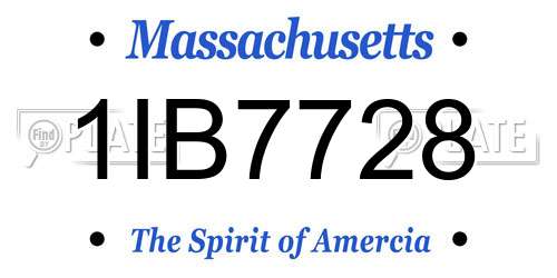 1IB7728 Massachusetts License Plate