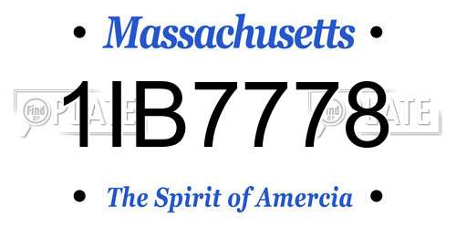 1IB7778 Massachusetts License Plate