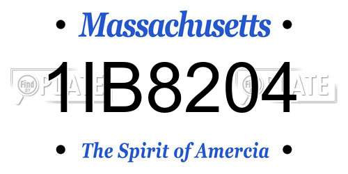 1IB8204 Massachusetts License Plate