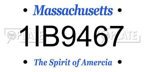 1IB9467 Massachusetts License Plate