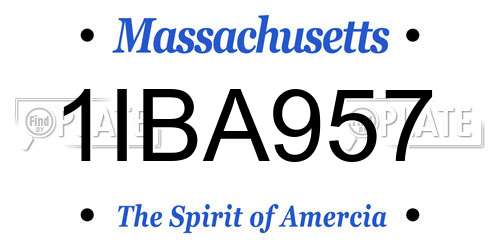 1IBA957 Massachusetts License Plate