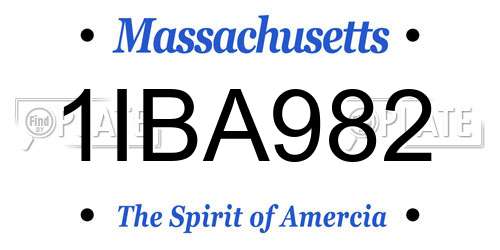 1IBA982 Massachusetts License Plate