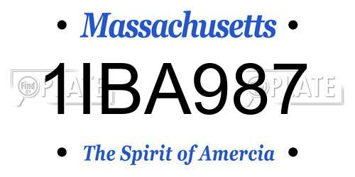 1IBA987 Massachusetts License Plate