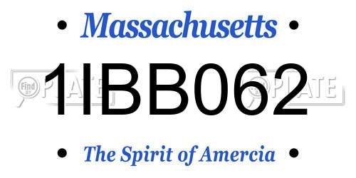 1IBB062 Massachusetts License Plate