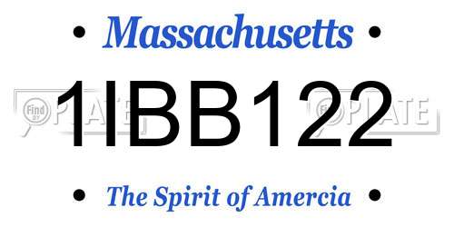 1IBB122 Massachusetts License Plate