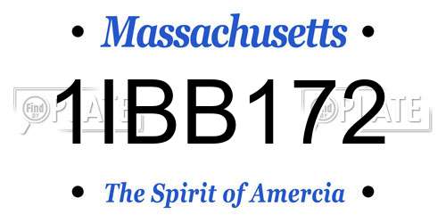1IBB172 Massachusetts License Plate