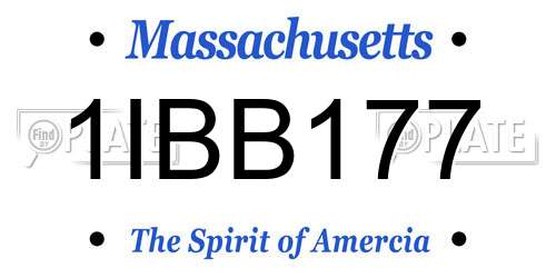 1IBB177 Massachusetts License Plate