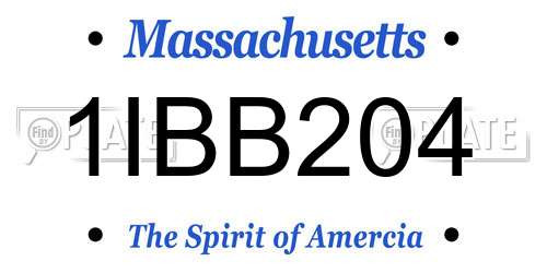 1IBB204 Massachusetts License Plate