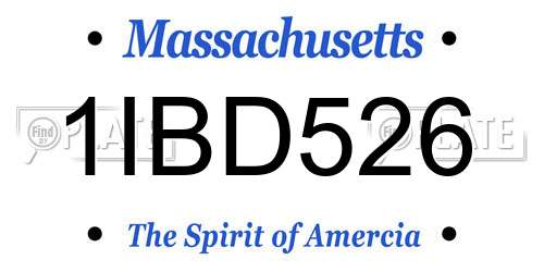 1IBD526 Massachusetts License Plate