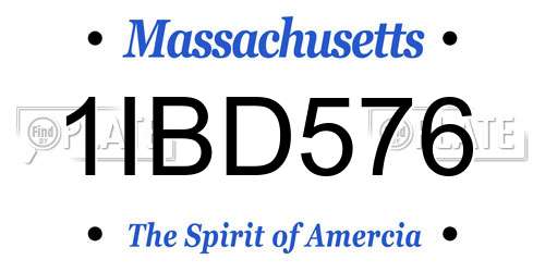 1IBD576 Massachusetts License Plate